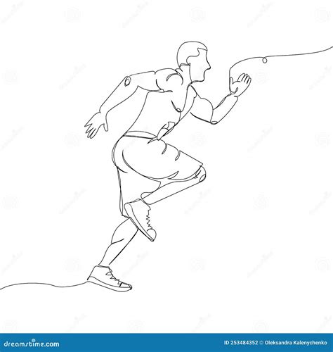 Man Running, Sprinter One Line Art. Continuous Line Drawing Sports