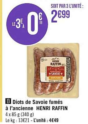 Promo Diots De Savoie Fumés à L ancienne Henri Raffin chez