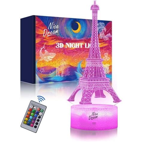 Tour Eiffel Veilleuse Pour Enfants Lampe Illusion D P Pini Re Led