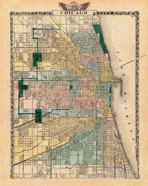 Vintage Map of Chicago 1857 Chicago Illinois Map Antique - Etsy