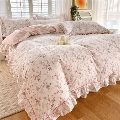 Pisoshare 100 Cotton Duvet Cover Bed Linen Floral Bedding Set Elegant Flower Quilt Cover Single