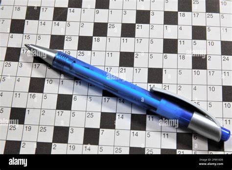 Crossword Puzzle Word Newspaper Game Pen Business Hand White