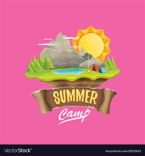 Summer camp kids logo concept Royalty Free Vector Image