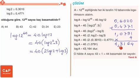 Çap Yayınları Logaritma Konu Anlatımlı Soru Çözümleri Sayfa 52