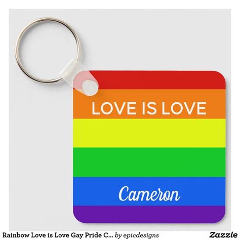 Rainbow Love Is Love Gay Pride Custom LGBTQ Keychain Zazzle Gay Pride Lesbian Gifts Gay