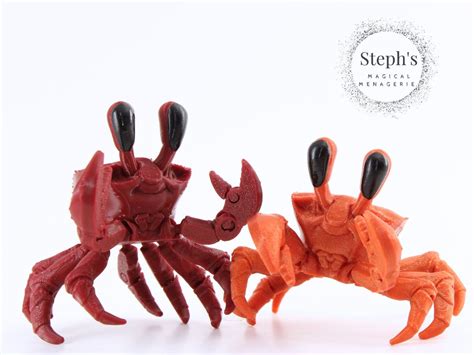 D Printed Articulated Crab Toy Ghost Crab Made To Order Articulated