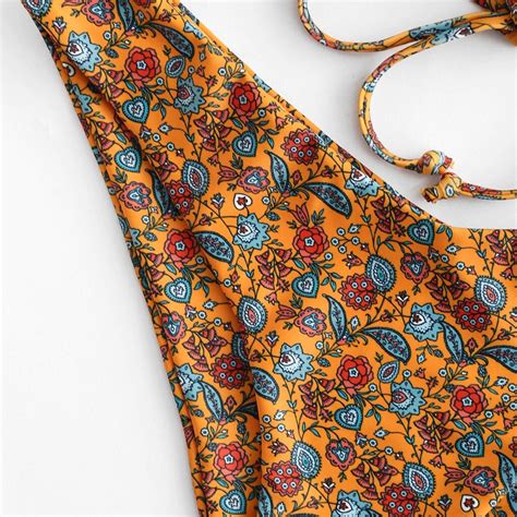 Sexy Floral Print Ruffle Swimsuit Bikini Set Women Grandado