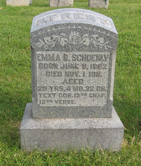 Emma Bechtel Schoenly Find A Grave Gedenkplek