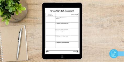 Editable Group Work Self Assessment Single Point Rubric