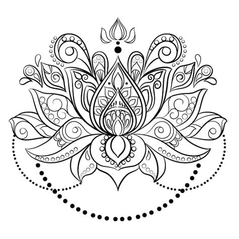 Free Vector Hand Drawn Mandala Lotus Flower Drawing