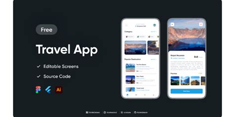 Travel App - Free Source Code and Design using Flutter | Figma Community