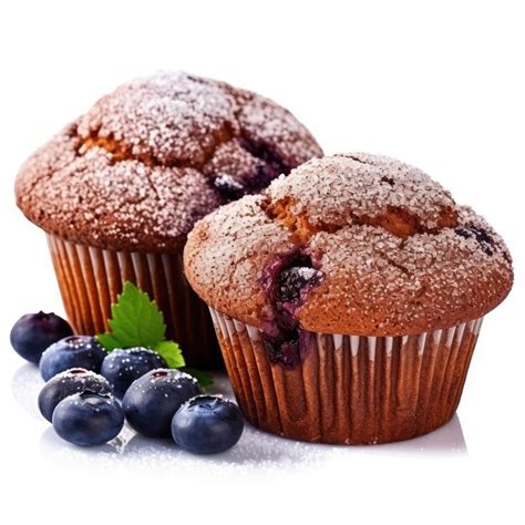 Premium Ai Image Blueberry Muffins Isolated On White Generative Ai