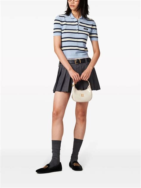 Miu Miu Striped Knitted Cotton Polo Shirt Farfetch En Camisa