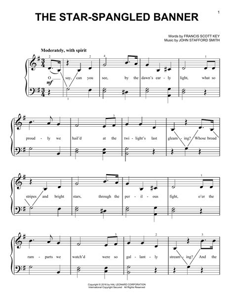 Francis Scott Key The Star Spangled Banner Sheet Music