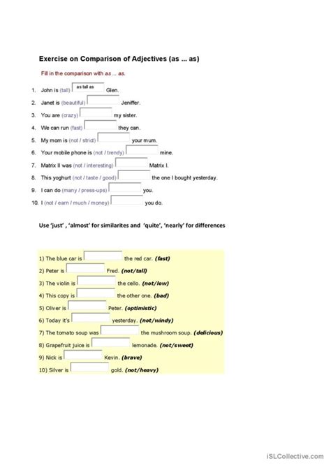 Comparison Using As As General Gra… English Esl Worksheets Pdf And Doc