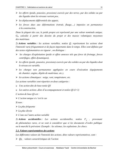 Béton précontraint cours et exercices yazid bechar PDF