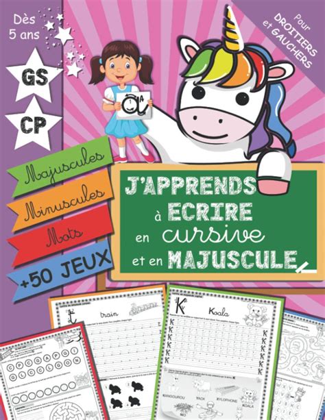 Buy Apprendre A Ecrire En Cursive Cahier Ecriture Cp Et Gs Licorne