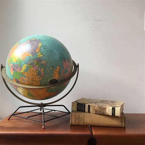 Vintage Globe On Metal Stand World Globe On Tabletop Stand Vintage