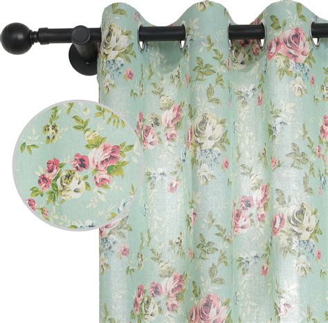 Amazon Bentrilisa Floral Linen Curtains Chic Leaves And Flower