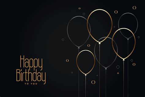 Happy Birthday Black Card With Golden Line Balloons 36890146 Vector Art