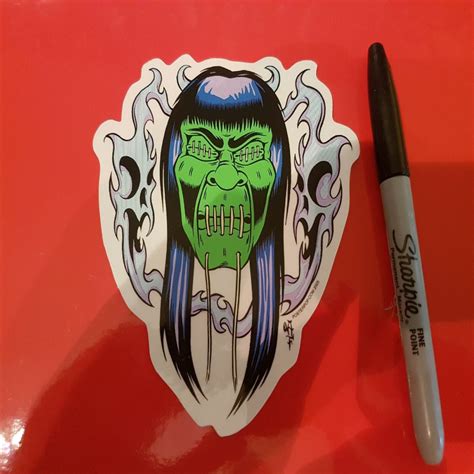 Alan Forbes Ghastly Shrunken Head Lowbrow Sticker Slook Stickers