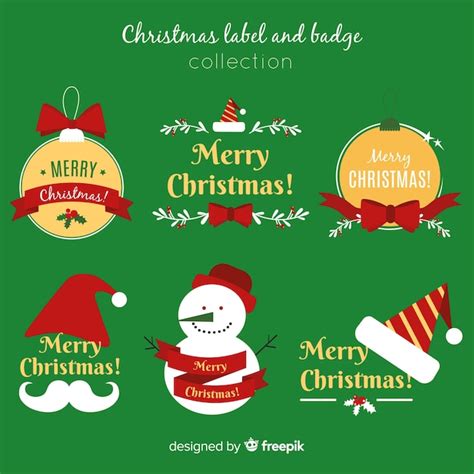 Free Vector Christmas Badge Collection In Flat Design