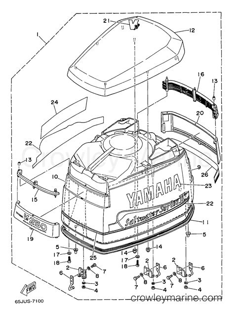 TOP COWLING 1998 Outboard 225hp S225TXRW Crowley Marine