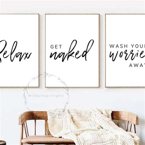 Bathroom Wall Art Relax Get Naked Wash Your Worries Away Etsy