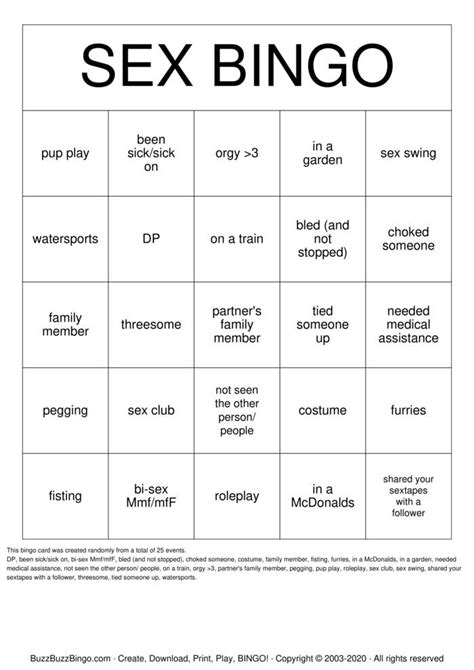 Sex Bingo Bingo Cards To Download Print And Customize