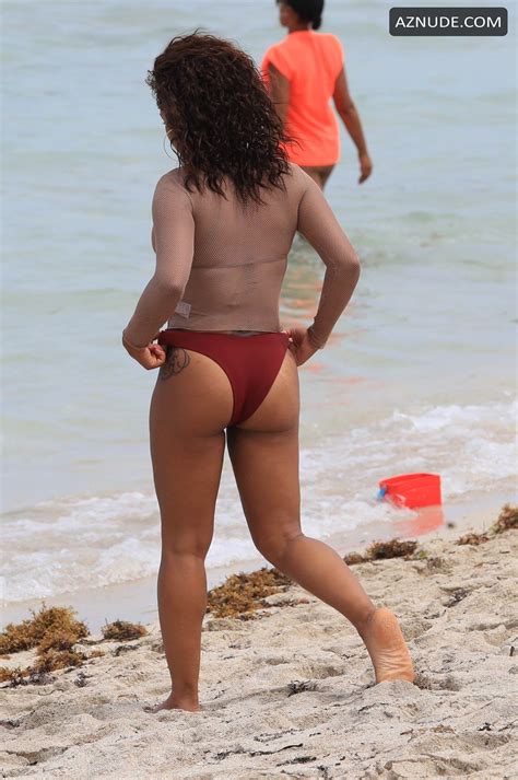 Christina Milian Sexy Hits The Beach In A Brown Bikini Aznude