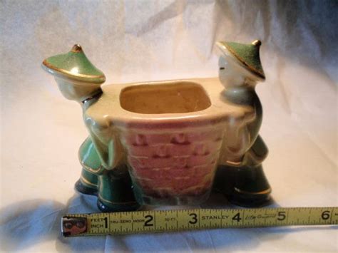 Mid Century Shawnee Pottery Asian Figurine Vase Etsy Shawnee