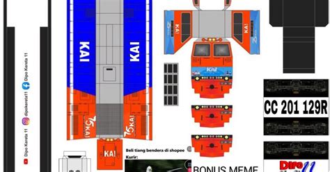 Pola Papercraft Lokomotif CC 201 129r Rnb Livery 76 Kai