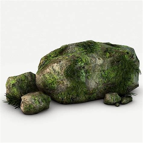 3d Model Mossy Rocks And Plants Cgtrader