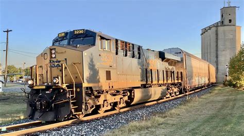 Street Running Train In Indiana Horn Echoes Auto Racks Train With Dpu