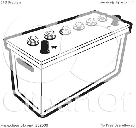 Clipart of a Black and White Battery - Royalty Free Vector Illustration ...