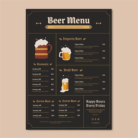 Free Vector Hand Drawn Beer Menu Design