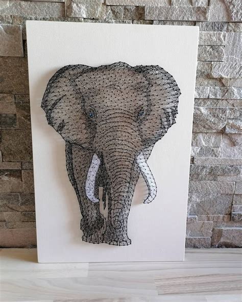 String Art Elephant Modern Art Wildlife Art Wall Decor Etsy Australia