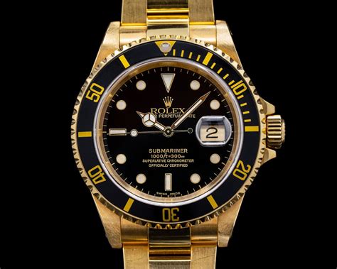 Rolex 16618 Rolex Submariner 16618 Black Dial 2002 18K Yellow Gold FULL