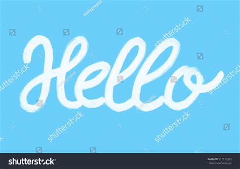 Hello Word Calligraphy Design Blue Background Stock Vector Royalty