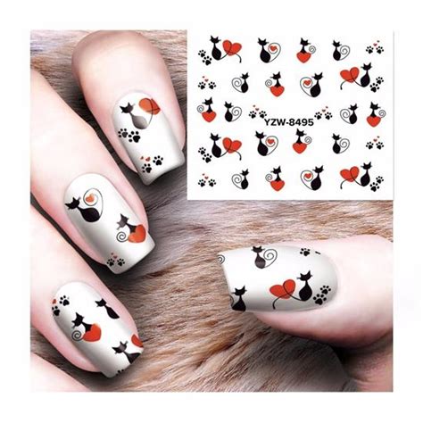 Buy 1 Sheet 12 Types Water Transfer Nails Art Sticker Cat Patterns Nail