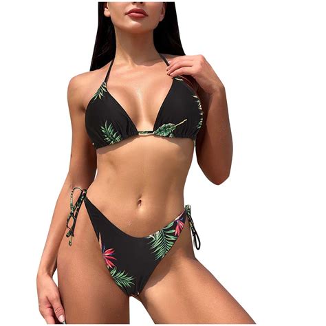 Taqqpue Women S Triangle Bikini Sexy Floral Printed String Bikini