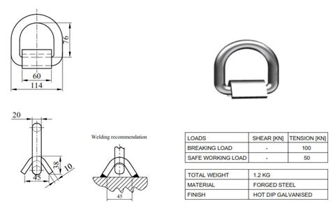 PM&I: Cargo Securing: Container Lashing: Heavy Duty D Ring: 10 Metric ...