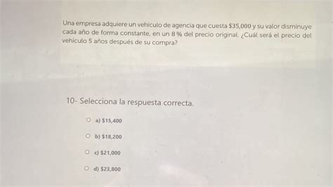 Solved Una empresa adquiere un vehículo de agencia que cuesta 35 000