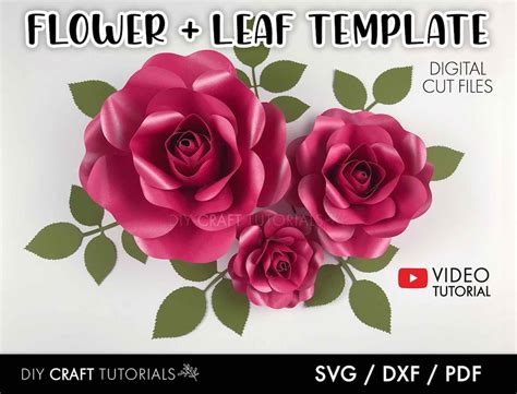 Set Of 3 Rose Templates Paper Flower Svg 3D Paper Flowers Svg Paper