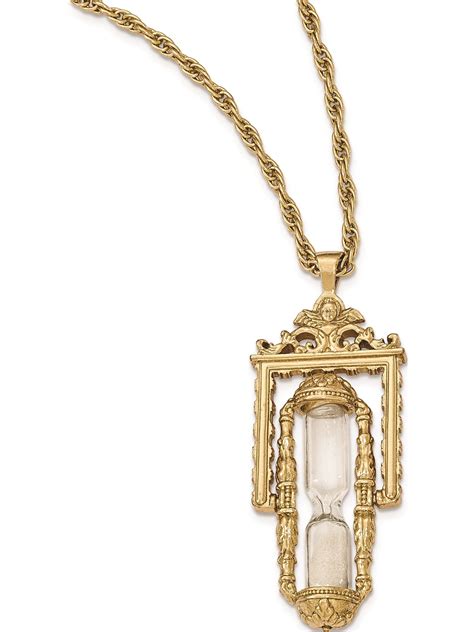 1928 Jewelry - Gold-tone Glass & Sand Workable Hourglass Pendant ...