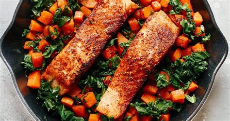 Spicy Salmon Sweet Potato Skillet Healthy And Delicious