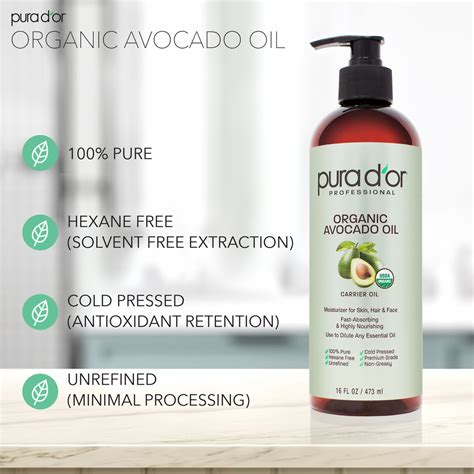 Organic Avocado Oil 16 oz – PURA D'OR