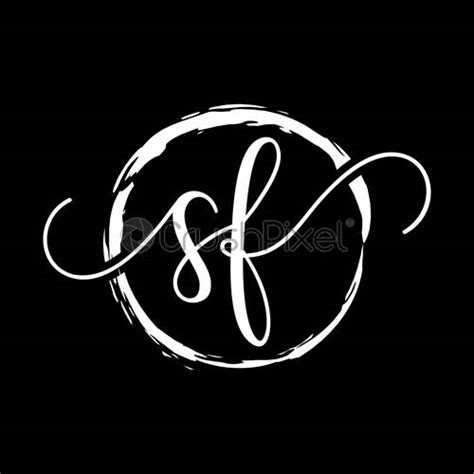 Sd Initial Handwriting Logo Design With A Brush Circle Stock Vector