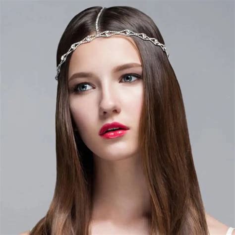 Rhinestone Bridal Headband Chain For Women Wedding Crystal Forehead