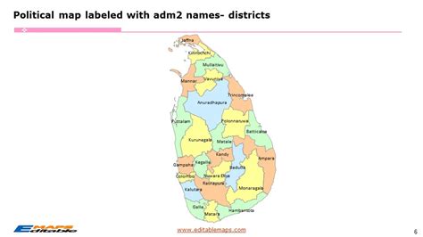 Sri Lanka Map with 9 Provinces and 25 districts - Editable PowerPoint Maps